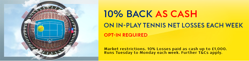 Sky Bet 10% Back as Cash on Tennis Losses