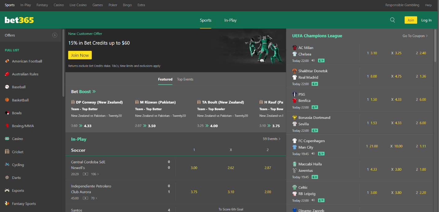 Visit The Bet365 Website's Home Page