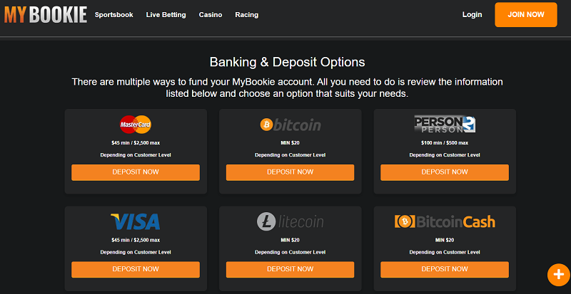 Several cryptocurrencies you can use to deposit on MyBookie