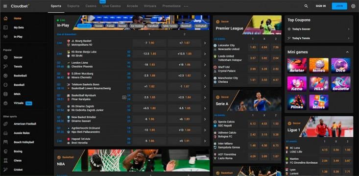 CloudBet Sportsbook page showing the betting page for basketball