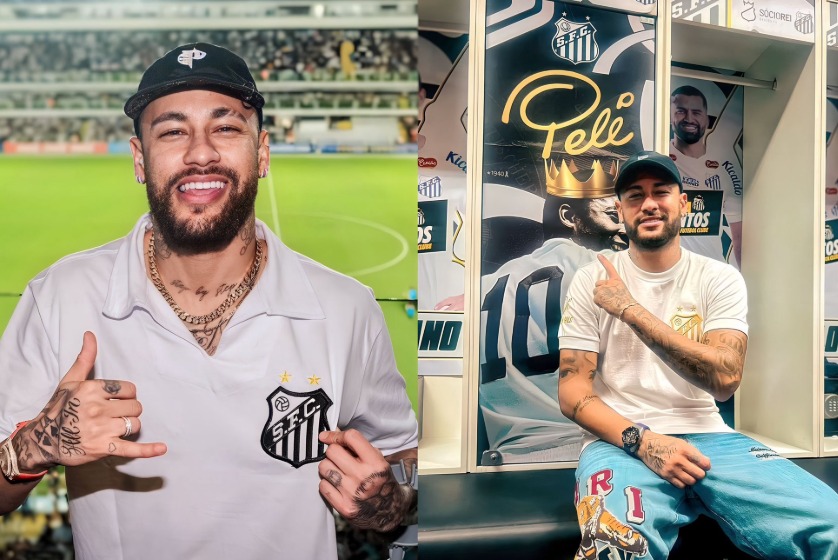 Neymar com a camisa do Santos