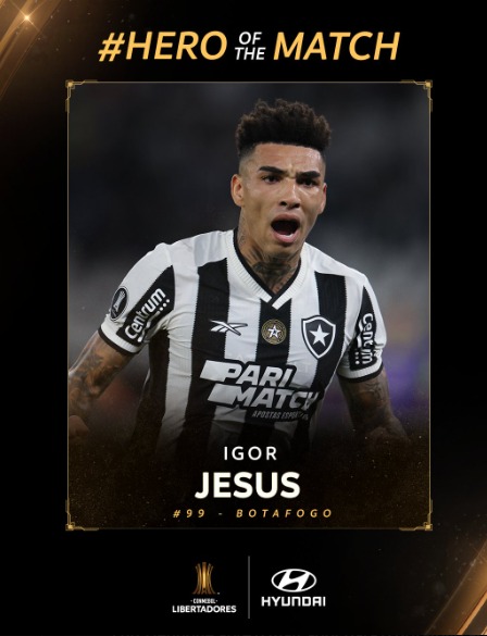 Igor Jesus, eleito pela Conmebol o melhor jogador em campo