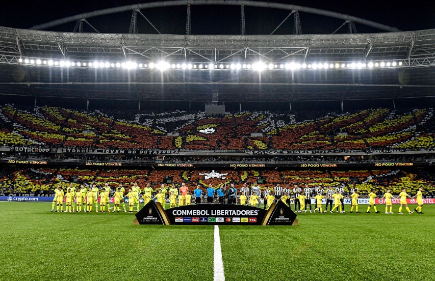 Lindo mosaico da torcida do Botafogo no jogo diante do Palmeiras na Libertadores 2024