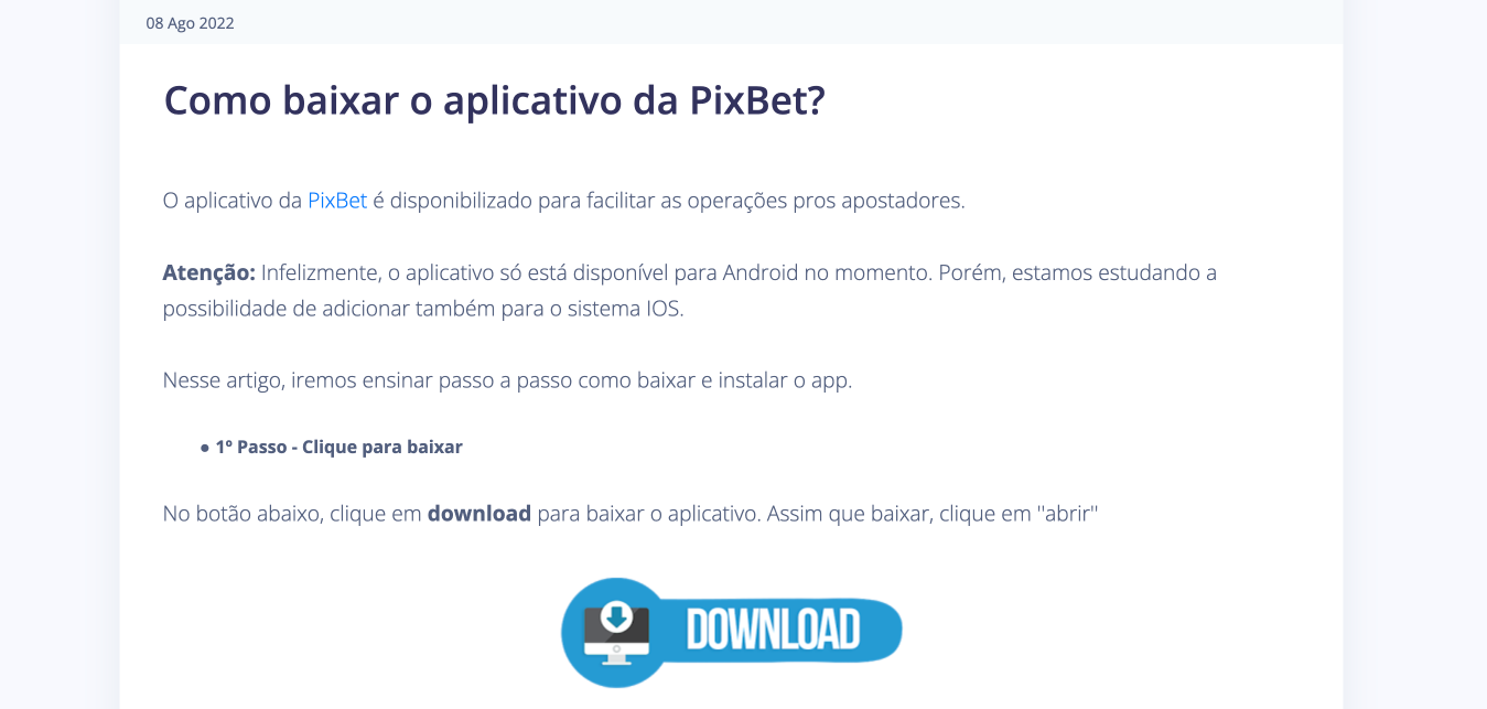 Pixbet versão Android