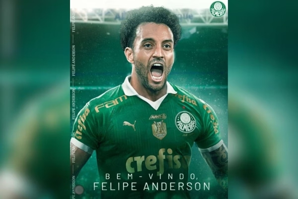 Felipe Anderson é registrado no BID e pode estrear pelo Palmeiras