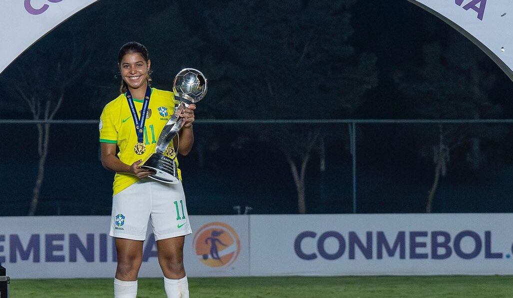 Giovanna, campeã sul-americana sub-17 pelo Brasil: artilheira do torneio com cinco gols em sete jogos