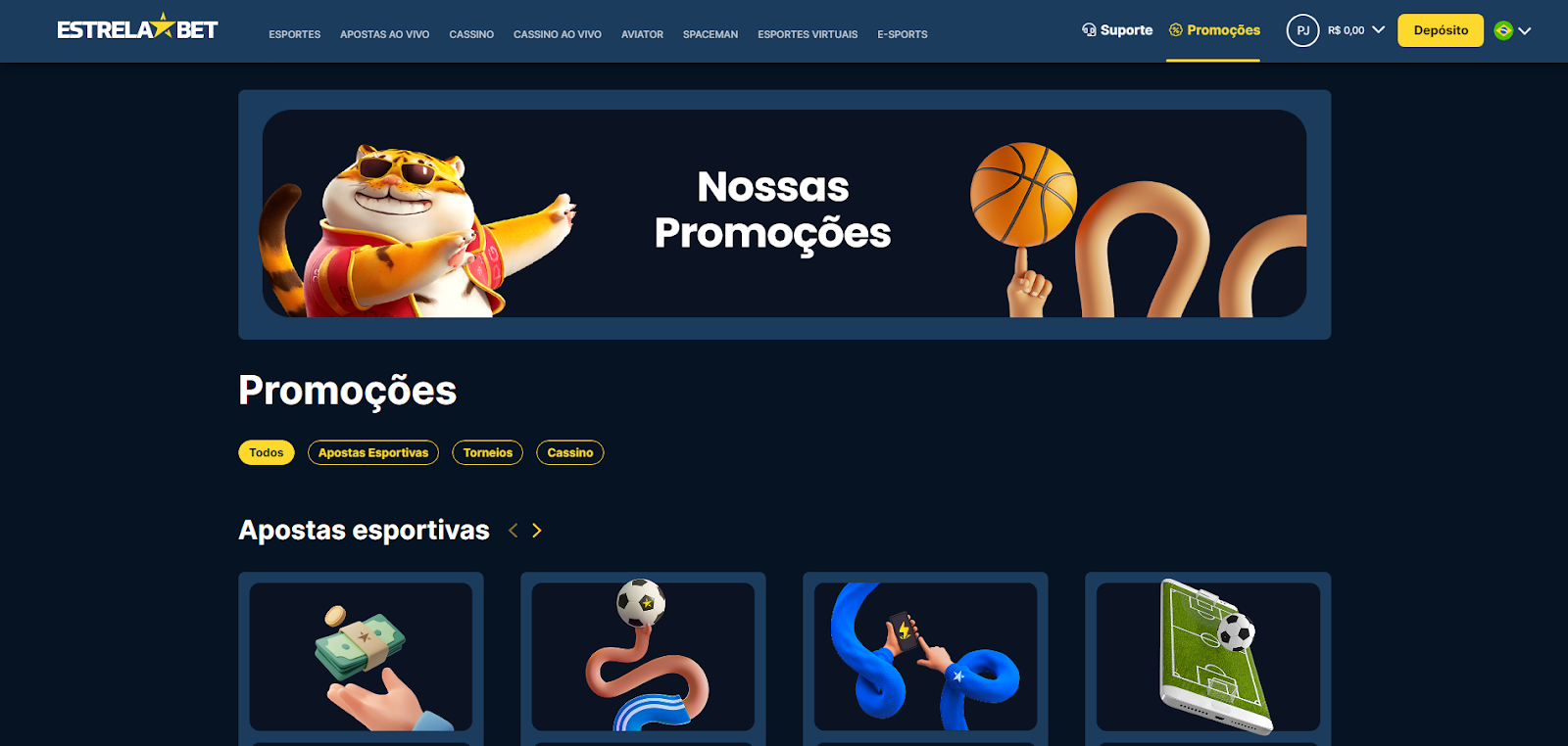 Página de Promoções da Estrela Bet