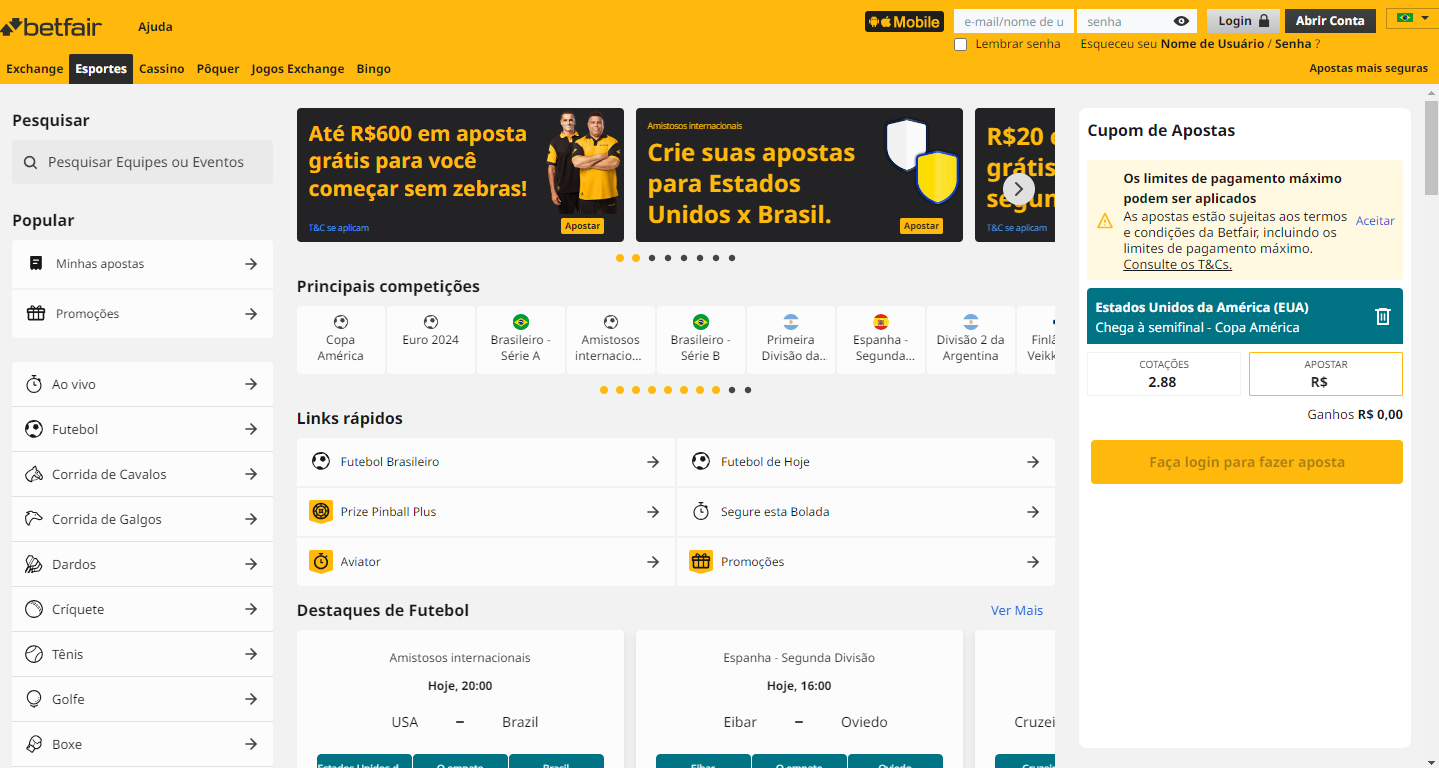 Site da Betfair