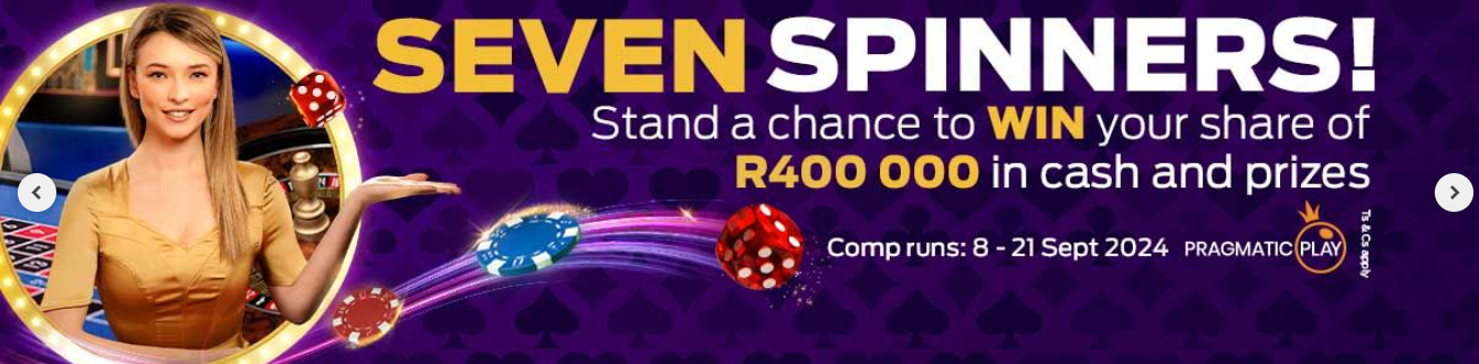 Hollywoodbets Seven Spinners Bonus: Win A Share Of R400,000 In Cash And Prizes With Pragmatic Play!