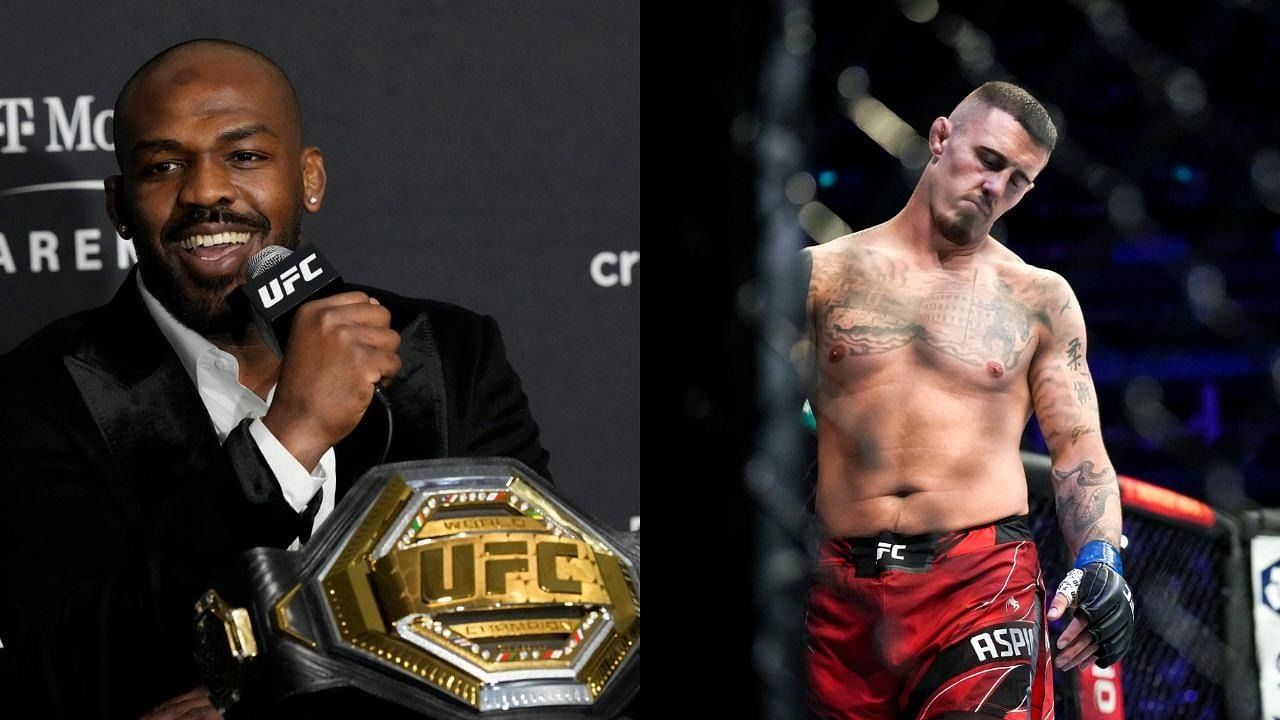 Jon Jones Mocks Tom Aspinall And Curtis Blaydes By Flexing His Belts On Twitter