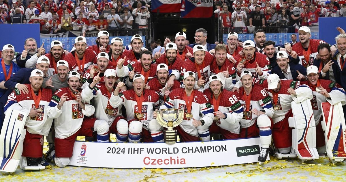 Czech Hockey Team Players Break Cup For Winning 2024 World Cup