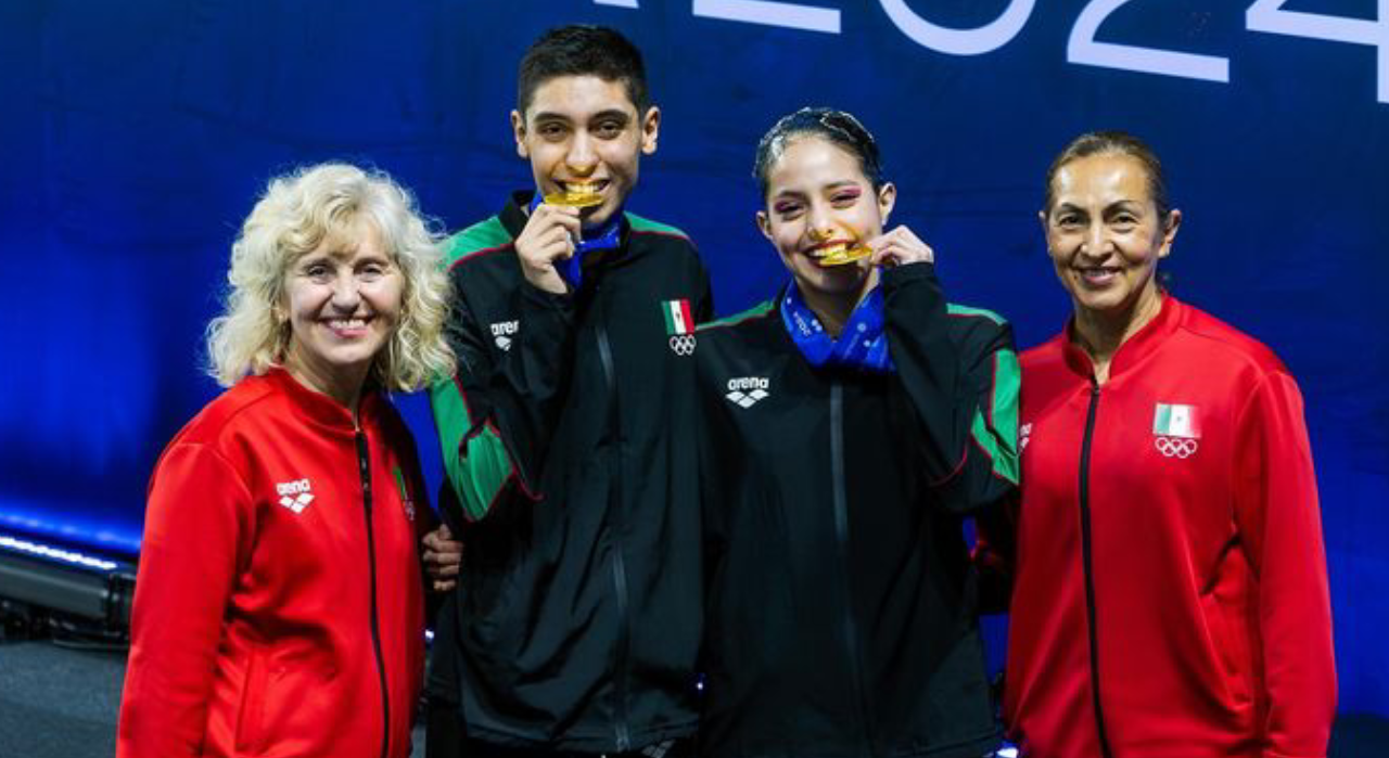 ¡Lo vuelven a hacer! Diego Villalobos y Camila Argumedo ganan oro en Mundial de Natación Artística Junior