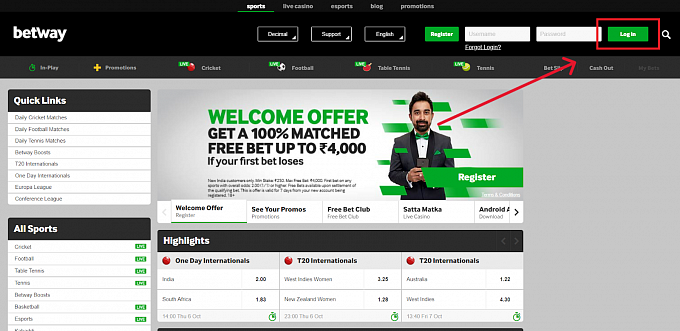 How to register and log on to the Betway betway co.za