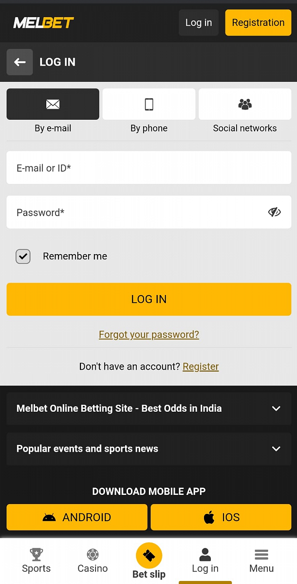 App Login on Melbet