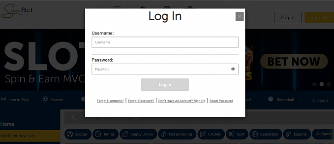 sunbet login