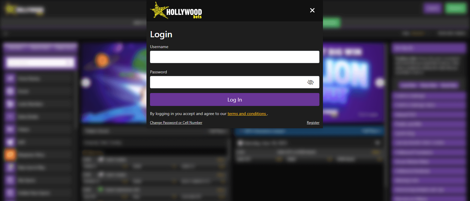 HollywoodBets slots login