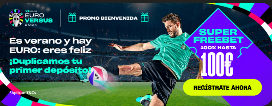 banner con la promoción del super freebet de 100 euros de Versus