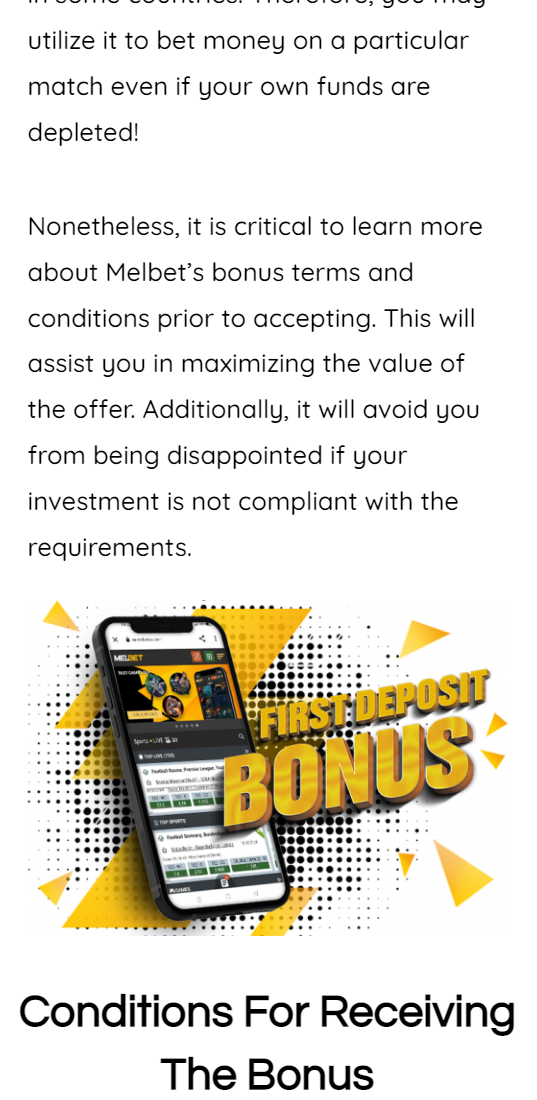 Screenshot taken from the Melbet Bonuses page Official Website