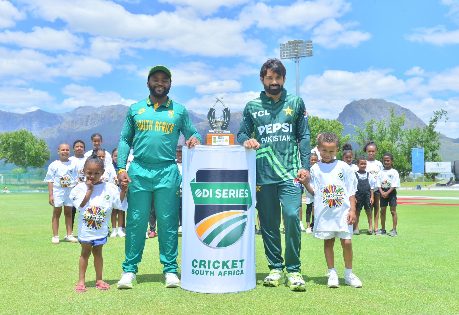 Cricket South Africa: Pakistani Captain Mohammad Rizwan and South African Skipper Temba Bavuma unveil the series trophy.