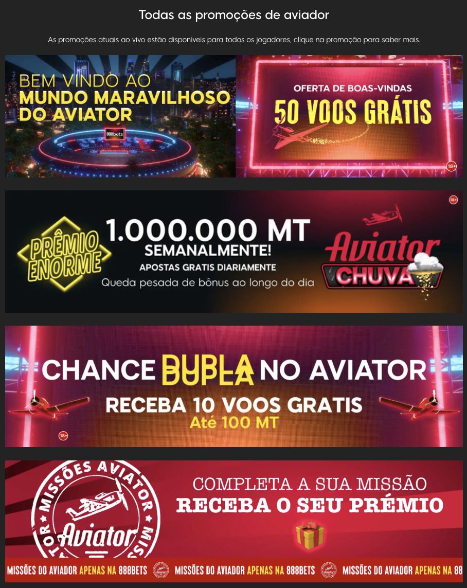 Página de promoções da 888Bets