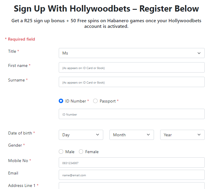 Image Of Hollywoodbets Aviator Registration Process