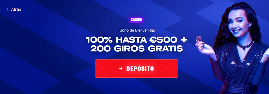 Oferta de bienvenida de hasta 500 EUR para casino