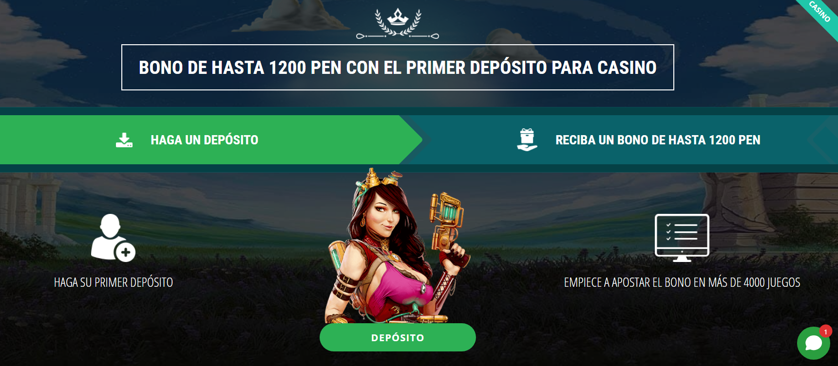 banner con información del bono de casino de 22Bet