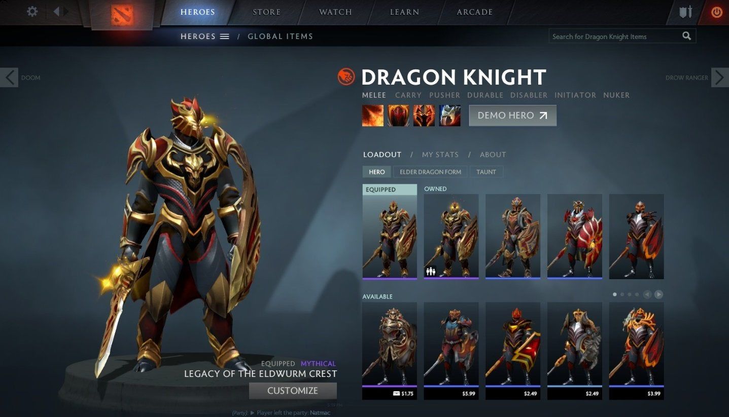 dragon knight dota 2 set
