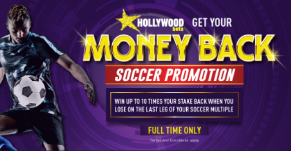 Hollywoodbets Casino Soccer Money Back Bonus banner