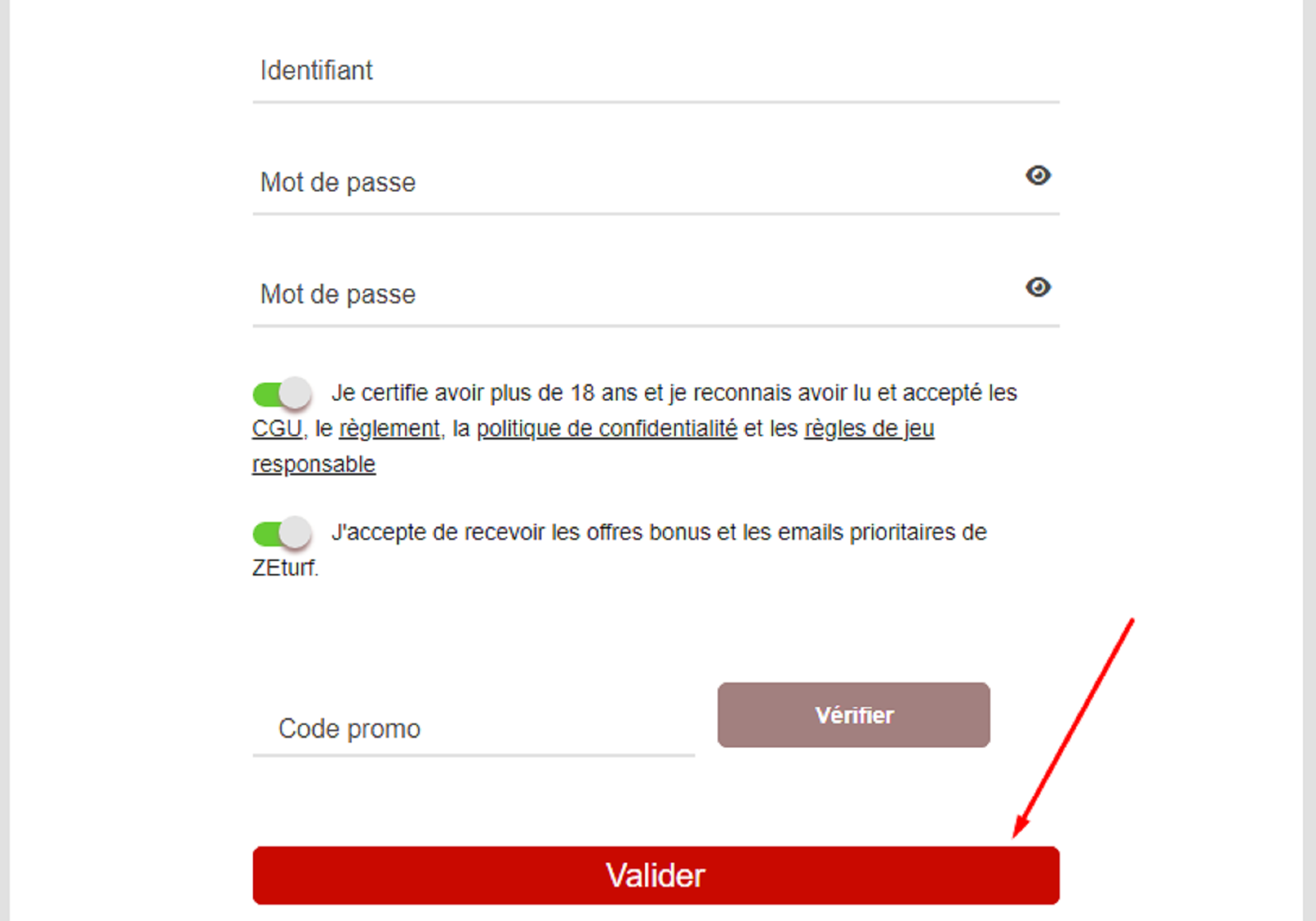 Cliquer sur Valider