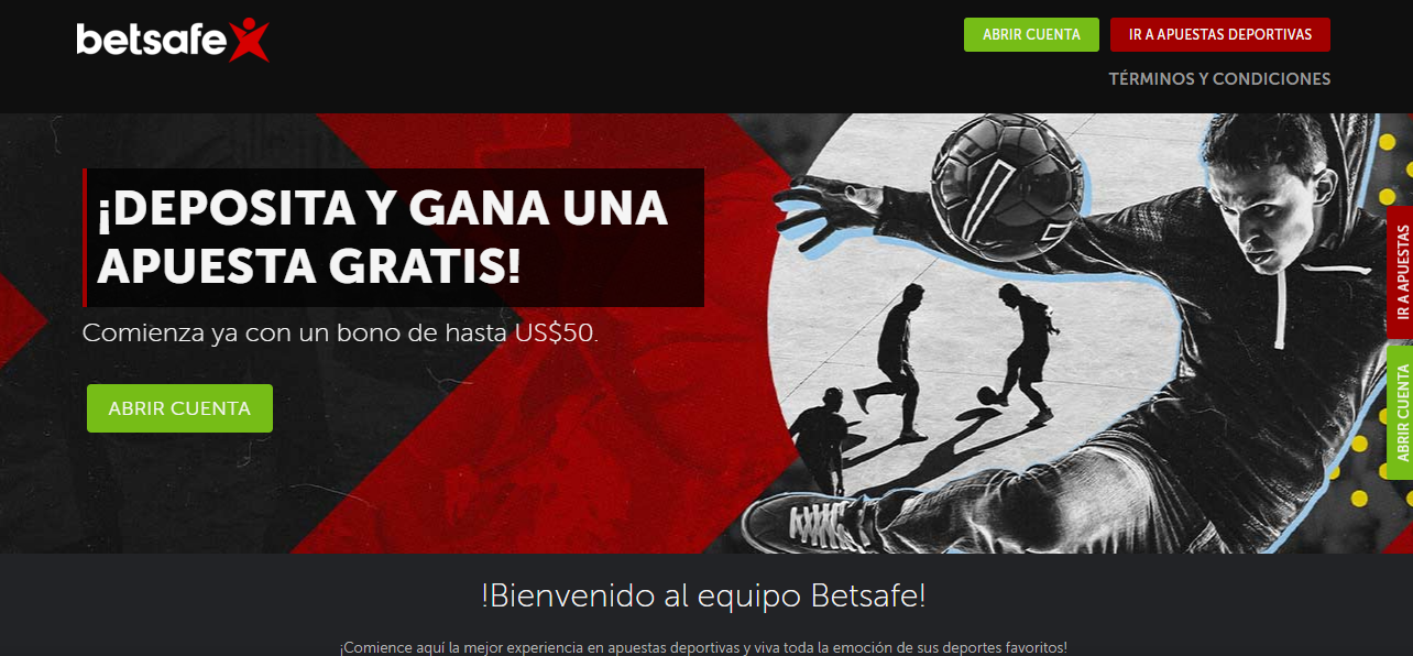 Bono de bienvenida para deportes de Betsafe Perú