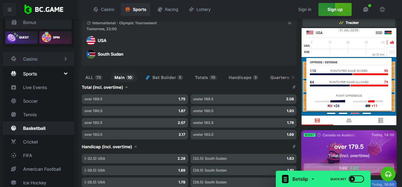 Bc.game Wagering Section