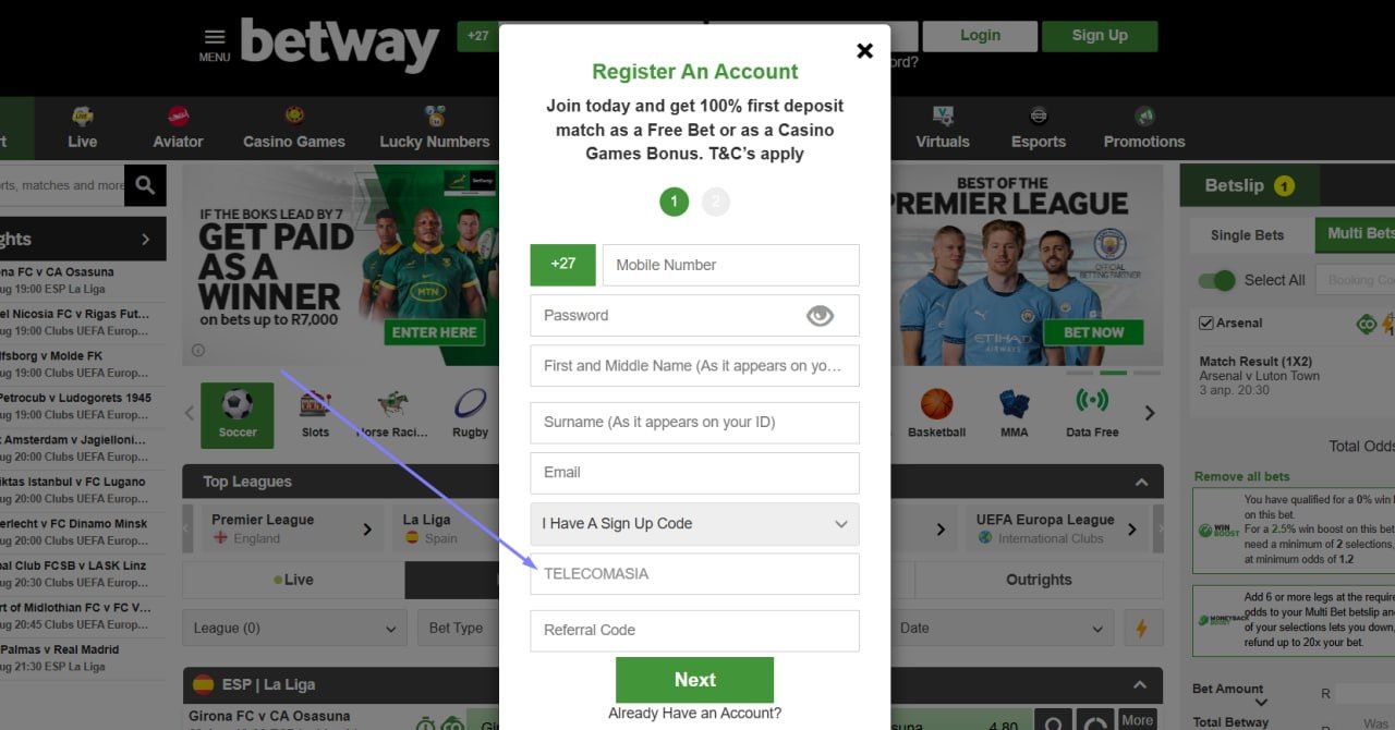 Betway South Africa Promo Code