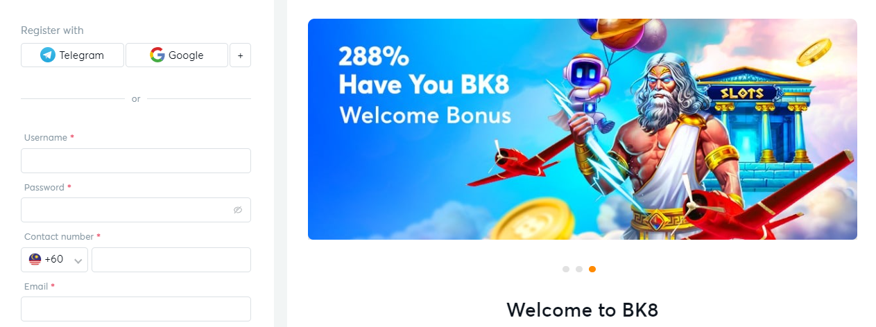 BK8 Casino Asia Register Process