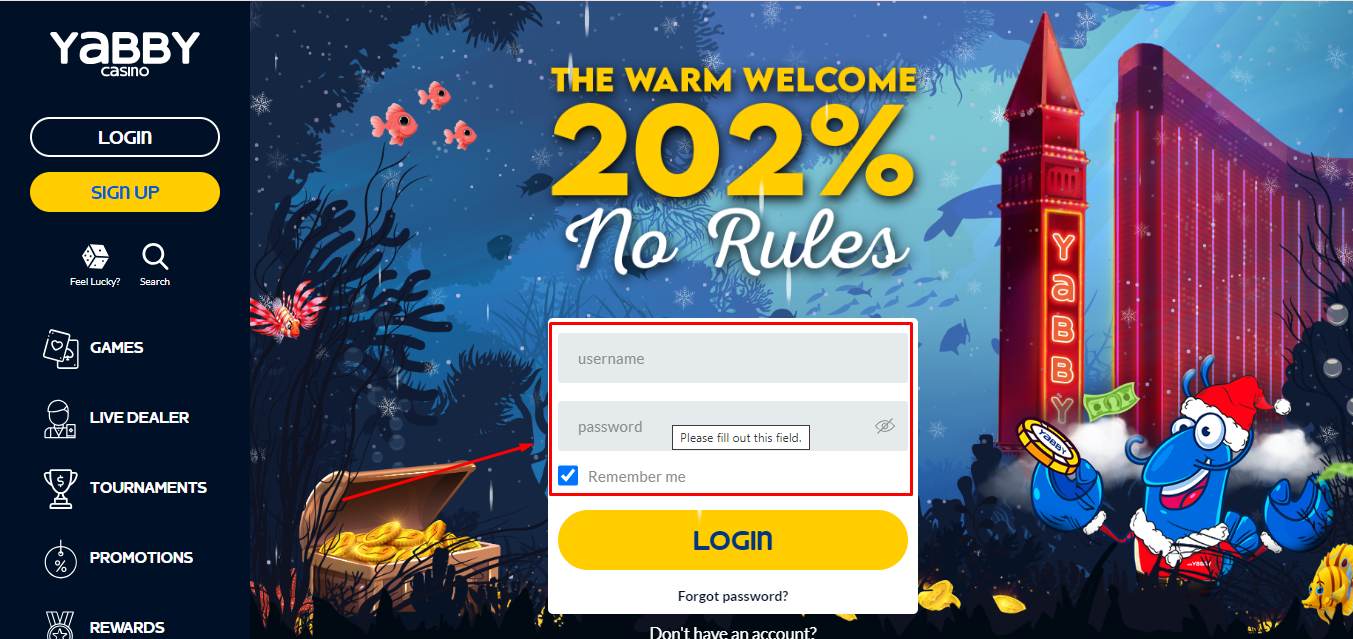 Yabby Casino Login