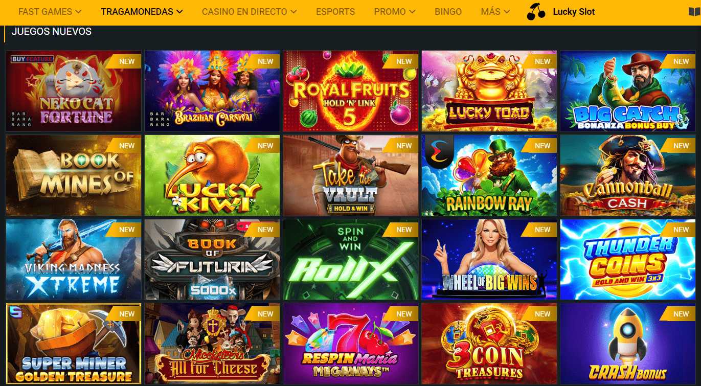 Menú de tragamonedas/casino de Melbet Perú categoría juegos nuevos