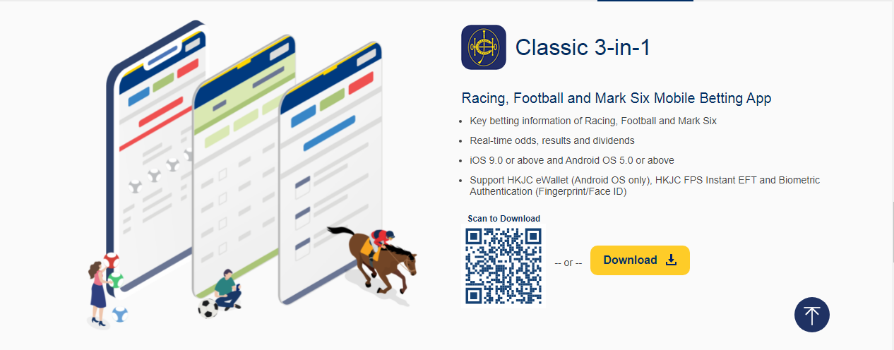 An image of the Hong Kong Jockey Club mobile app download page