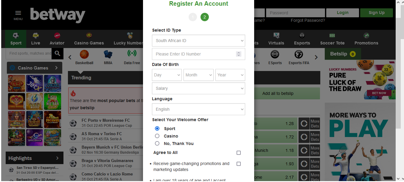 How to Register at Betway