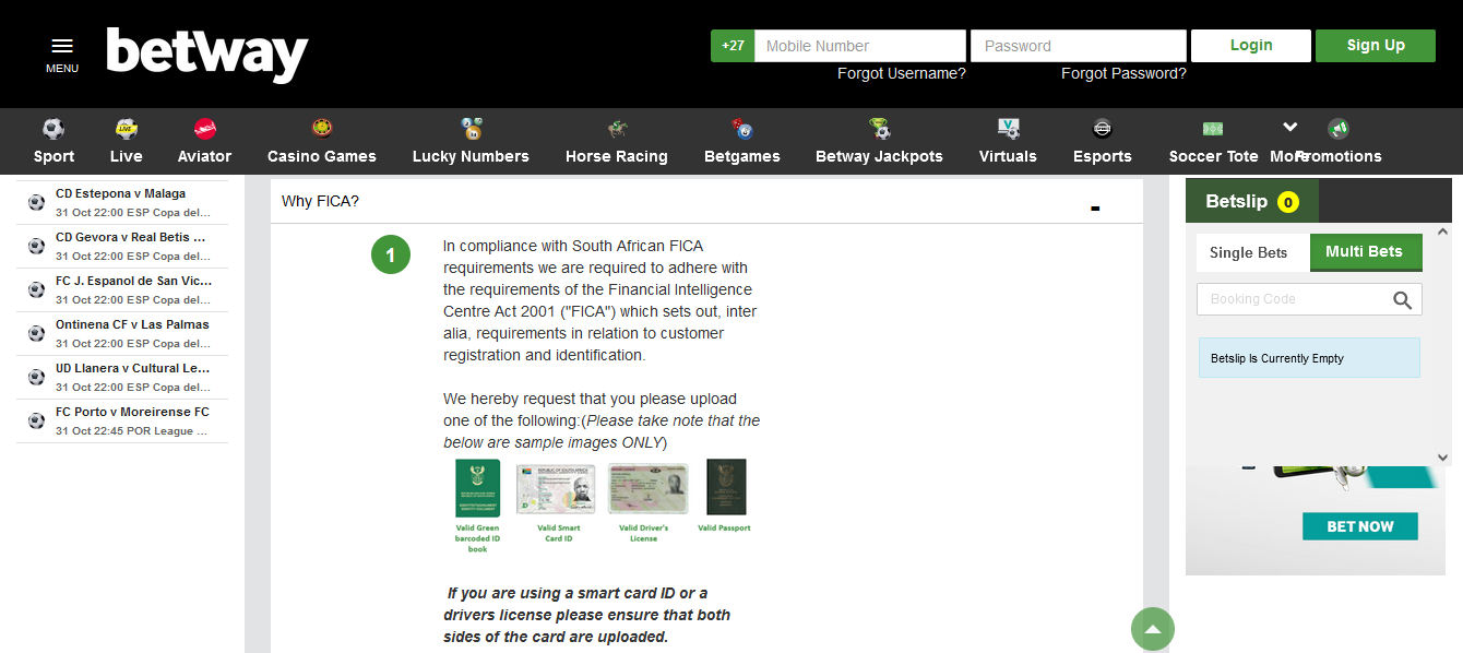 Verifying Your Identity on Betway via FICA