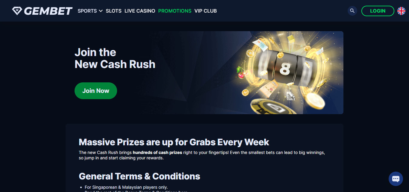 Gembet Asia Cash Rush Bonus