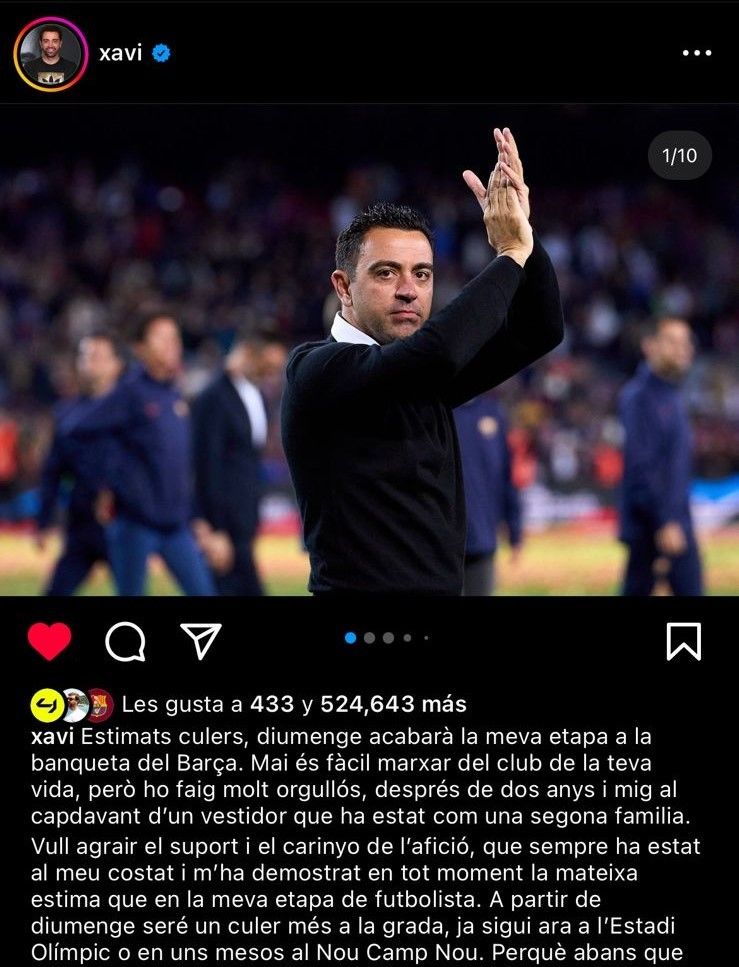 Xavi Hernández a través de Instagram