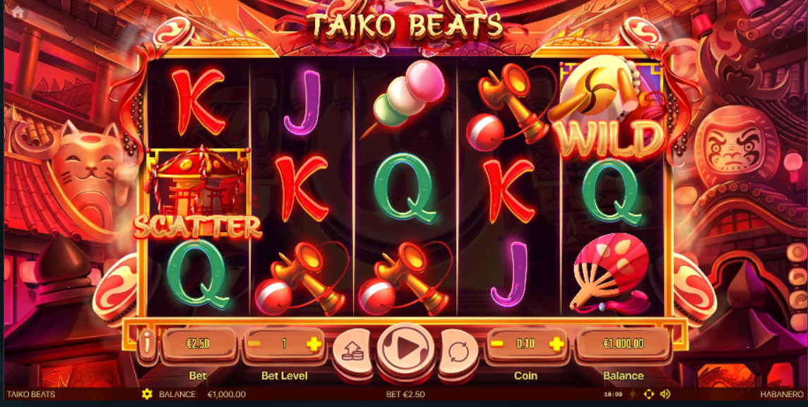 Taiko Beats Habanero casino slot banner