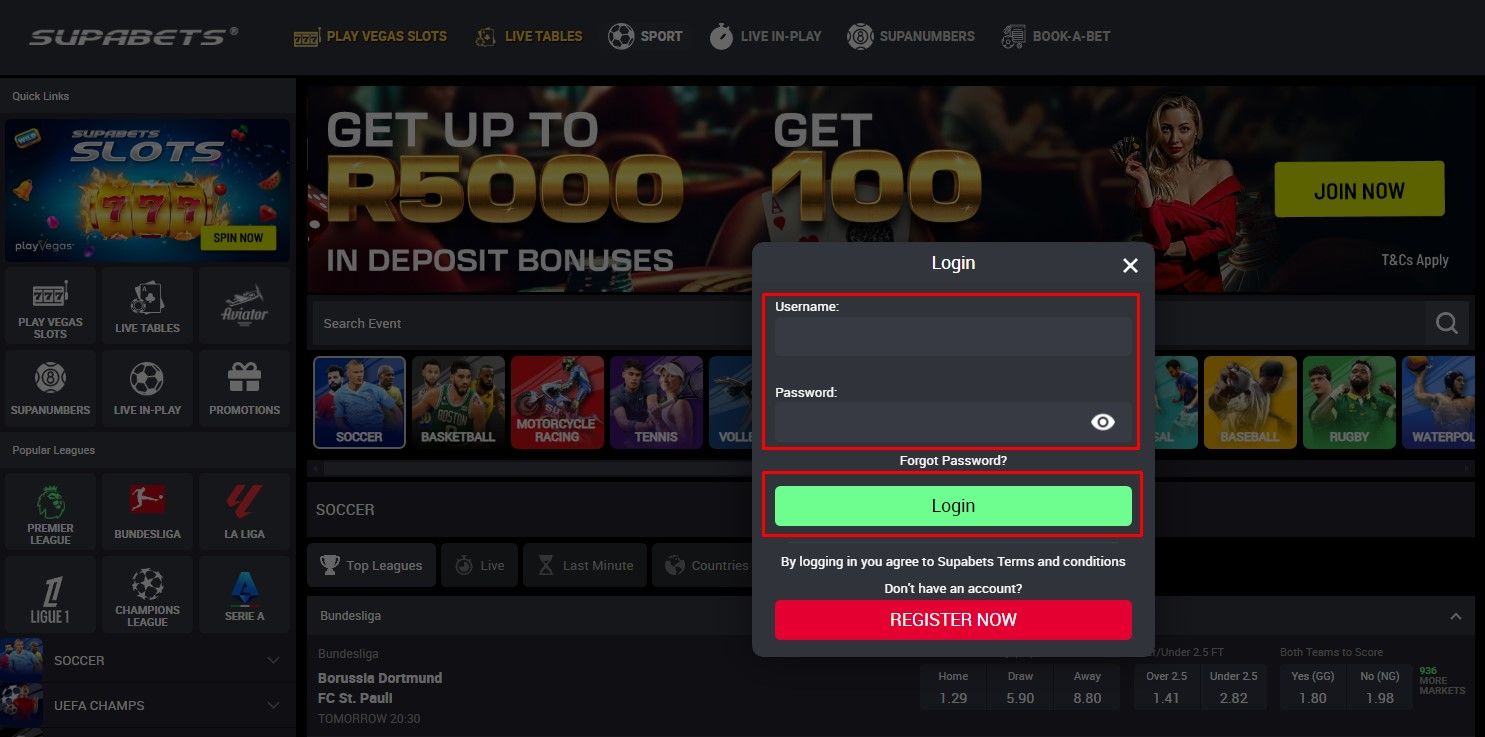 Supabets Login