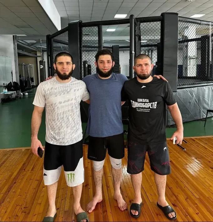 Islam Makhachev, Ikram Aliskerov and Khabib Nurmagomedov