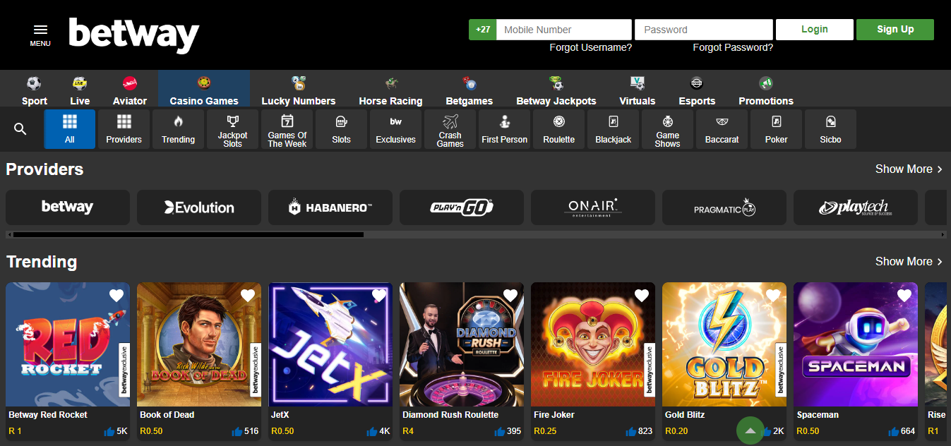 Betway Real Money Game Casino