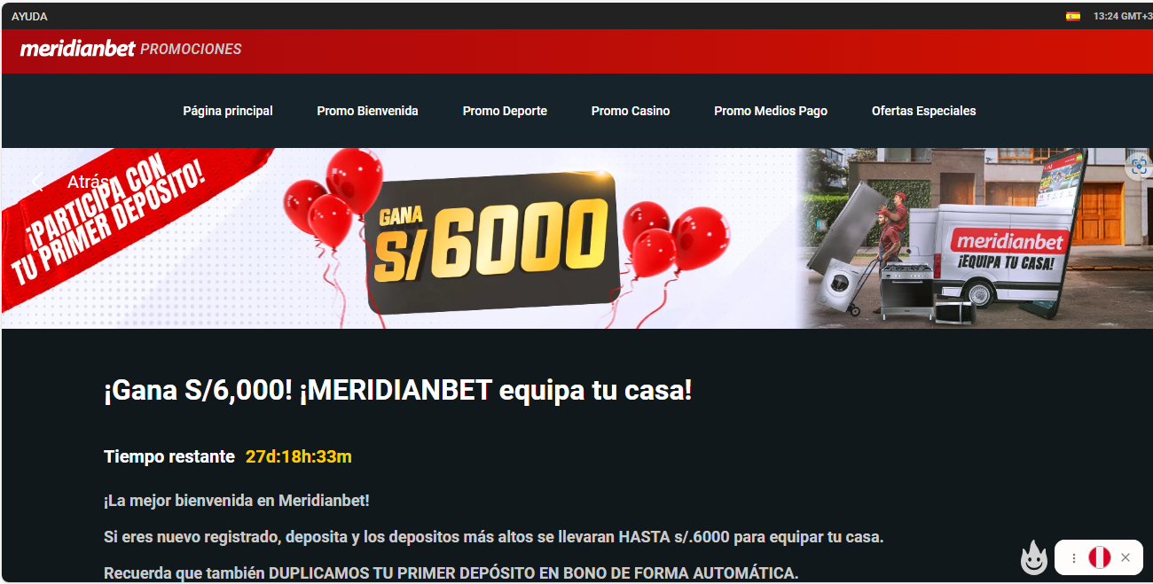 Meridianbet casa de apuestas promociones.