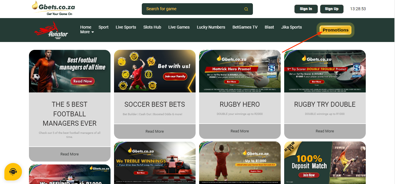 Get a R25 Free Bet on your 1st deposit match. Get your Game On & win big! -  Gbets