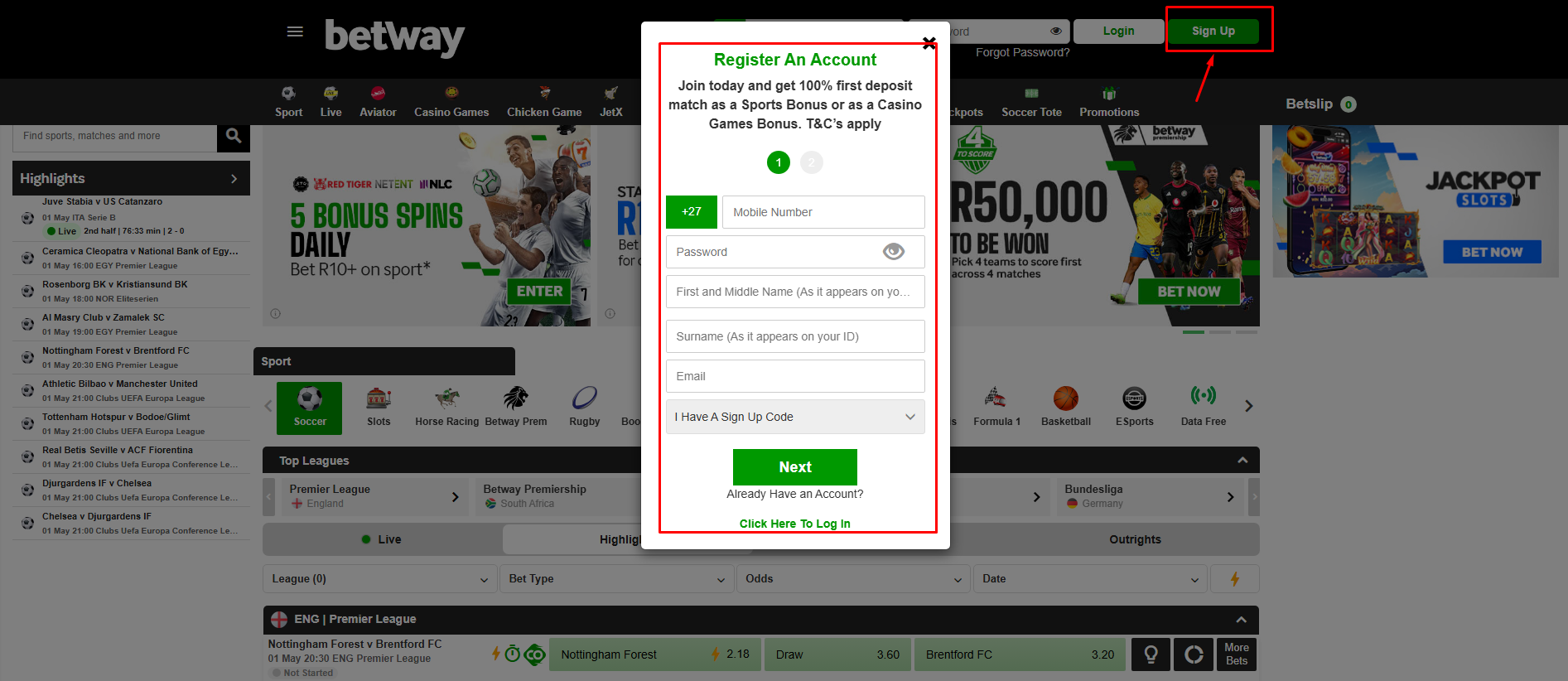 Register on a Betting Site