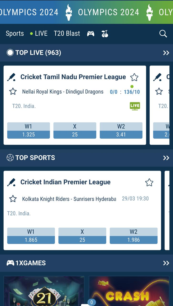 1xBet mobile app for android