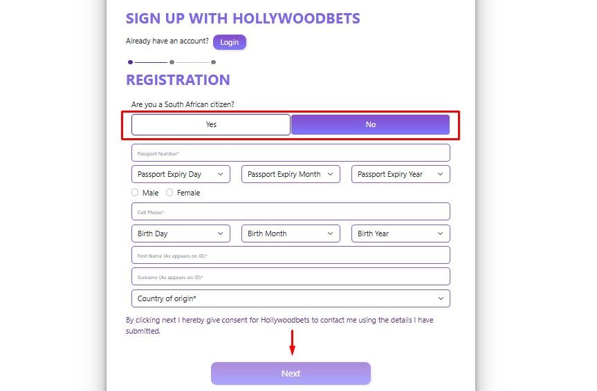 Register at Hollywoodbets